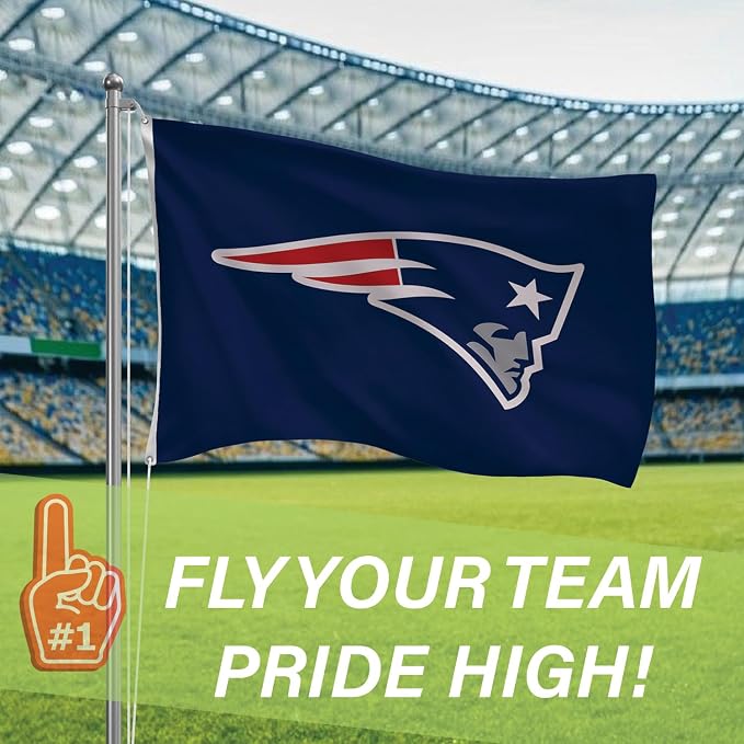 NFL New England Patriots 3 x 5 Outdoor Durable House Flag with Grommets | Sport Team Flag & Banner | Indoor Wall Decor Flag for Room | Works with Flag Poles for Outside House