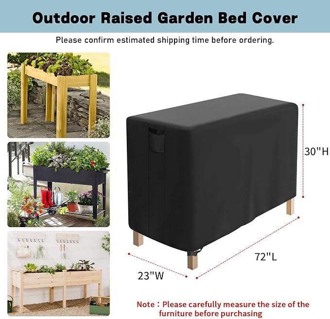 Outdoor Raised Garden Bed Cover for Winter (Only Cover), Waterproof Raised Planter Boxes Stand Covers - 72 x 23 x 30 inch