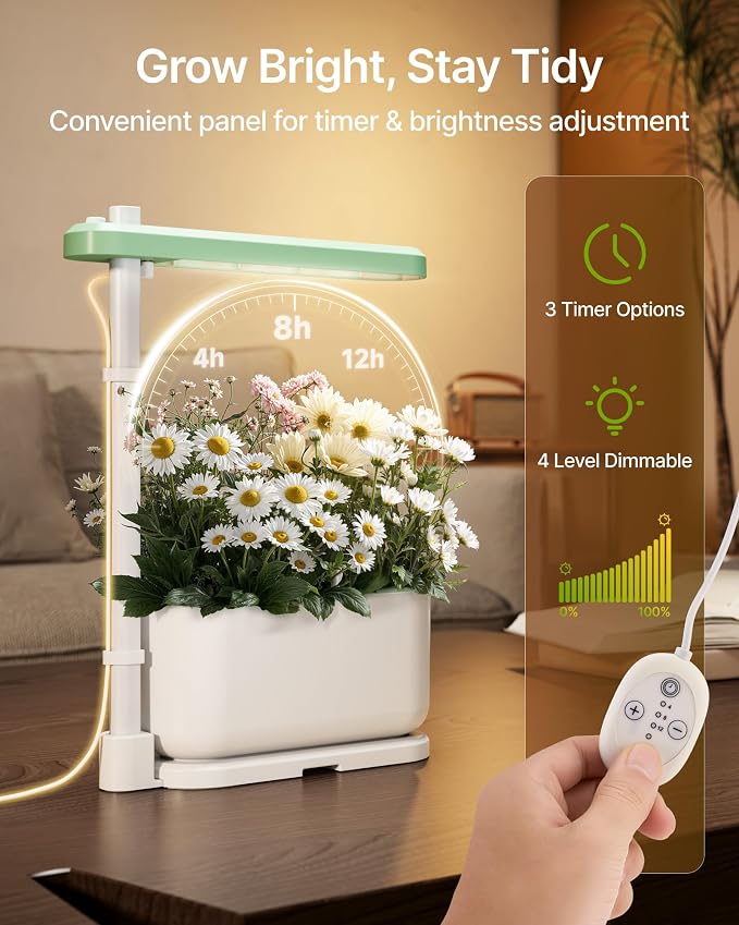 SUNCOZE Hydroponics Growing System Kit with 3 Pods for Beginners | Full Spectrum Dimmable LED Grow Light, Adjustable Height Indoor Herb Garden, Compact Hydroponic System, Gardening Gifts