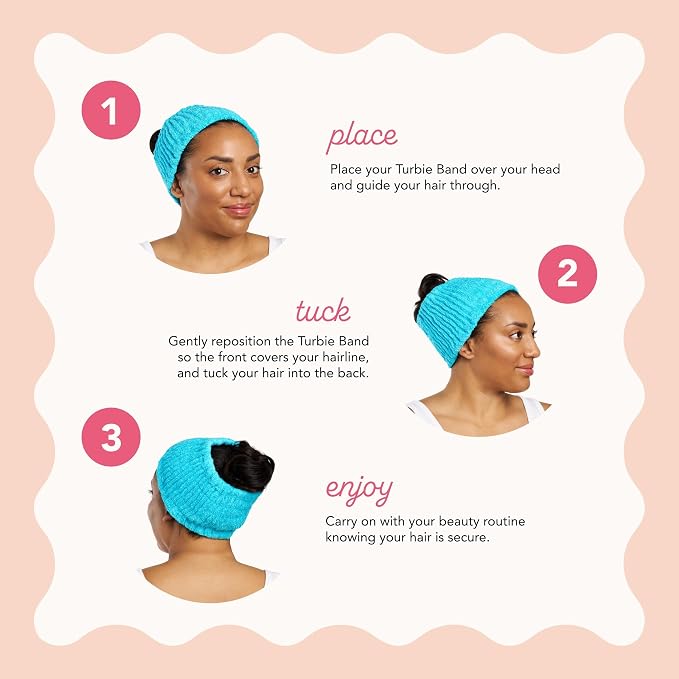 Turbie Twist 4-Pack Cotton Headbands – Extra-Wide, Comfy, All Hair Types, Ocean Breeze