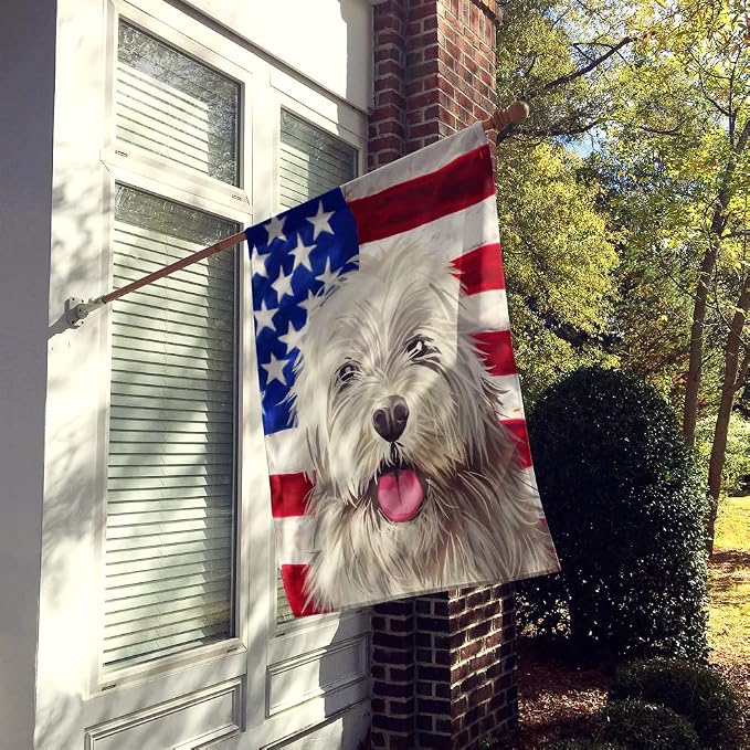 Caroline's Treasures CK6688CHF Sapsali Dog American Flag House Flag Large Porch Sleeve Pole Decorative Outside Yard Banner Artwork Wall Hanging, Polyester, House Size, Multicolor