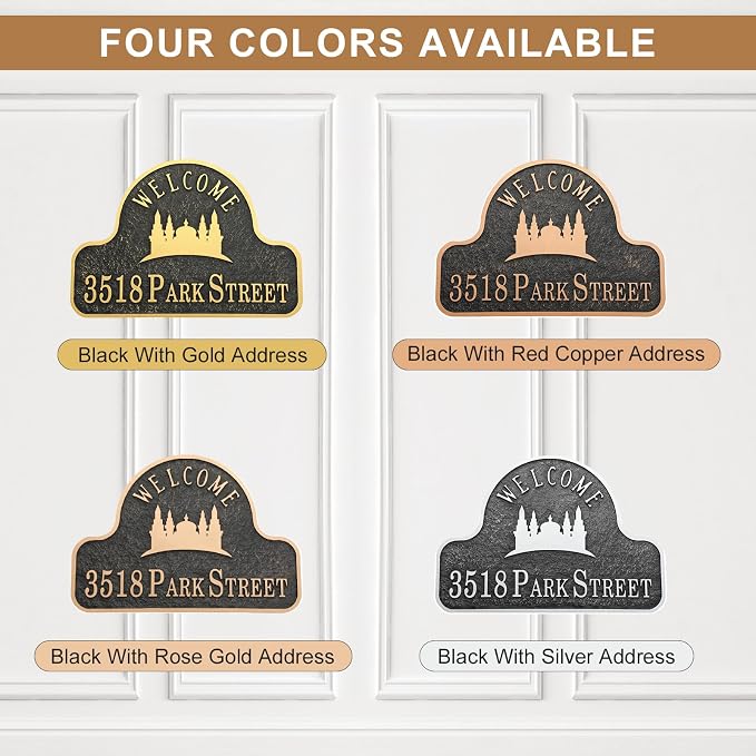Address Sign Lawn Mounted - Custom House Number Plaque Sign with 2 Metal Stakes,House Address Numbers for Outside House,Yard,Garden,Grass,Ground,Drive Way,Lawn,4 Colors, 13''x 9''