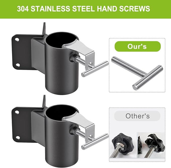 Heavy Duty Deck Railing Umbrella Holder, Patio Umbrella Stand for 1-2 Inch Poles, Space-Saving Design, Secure & Sturdy Corner Mount for Deck Railing, Balcony, Outdoor Courtyard, Fence, 2 Set
