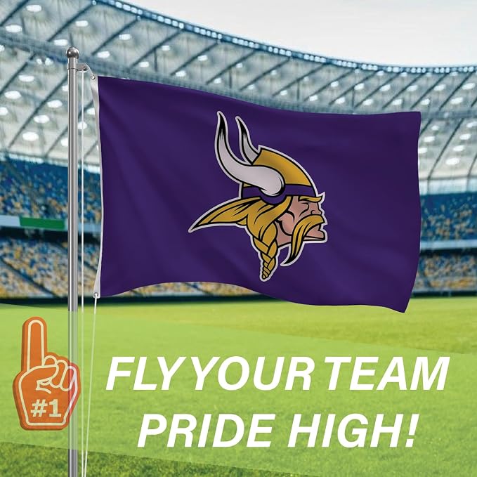 Team Sports America NFL Minnesota Vikings 3 x 5 Outdoor Durable House Flag with Grommets | Sport Team Flag & Banner | Indoor Wall Decor Flag for Room | Works with Flag Poles for Outside House