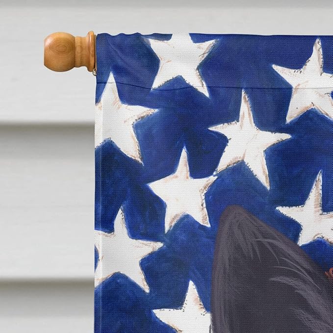 Caroline's Treasures CK6452CHF Bouvier des Ardennes American Flag House Flag Large Porch Sleeve Pole Decorative Outside Yard Banner Artwork Wall Hanging, Polyester, House Size, Multicolor