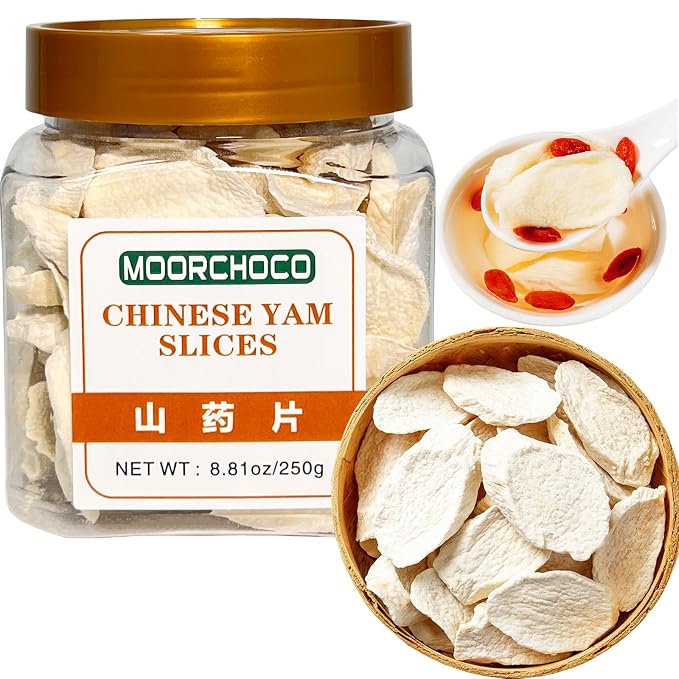 Chinese Yam Slices- Pure Natural Chinese Herbal Medicine-Dried Sliced Tiegun Shan Yao 8.81oz/250g Used for making soup-Brewing tea-铁棍山药片 (Yam Slices)