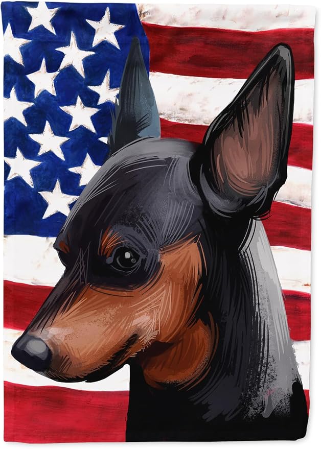 Caroline's Treasures CK6618GF Miniature Pinscher Dog American Flag Garden Flag Mailbox Flag Decorative Yard Flag Banner Outside Patio Artwork Yard Flower Beds, Garden Size, Multicolor