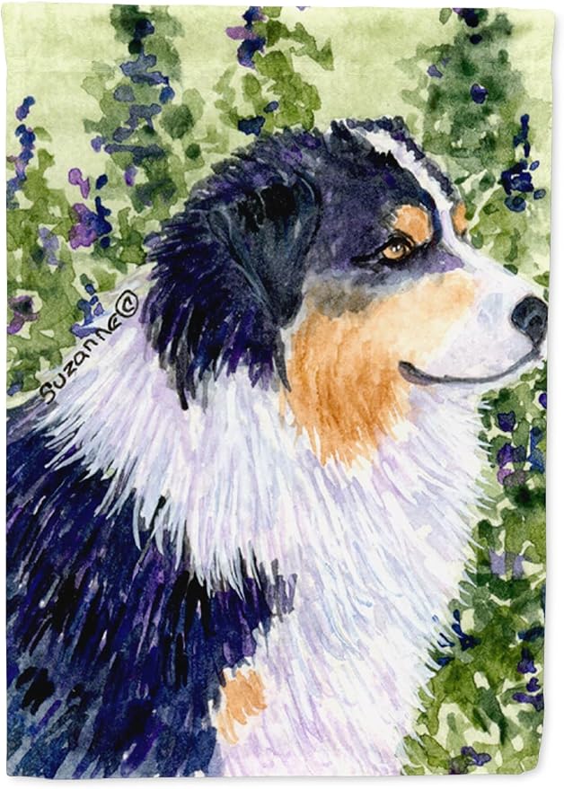 Caroline's Treasures SS8737GF Australian Shepherd Garden Flag Mailbox Flag Decorative Yard Flag Banner Outside Patio Artwork Yard Flower Beds, Garden Size, Multicolor