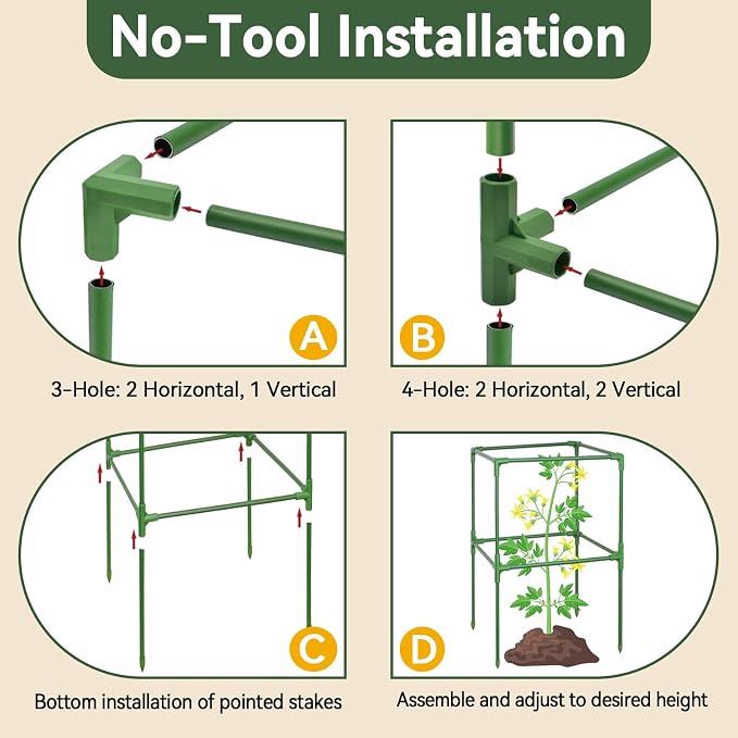 Halatool 2 Pack 45 Inches Tomato Cages for Garden, Heavy Duty Adjustable Square Tomato Trellis for Climbing Plants – Green Plant Support Stakes for Vegetables Flowers Fruits & Raised Bed Outdoor