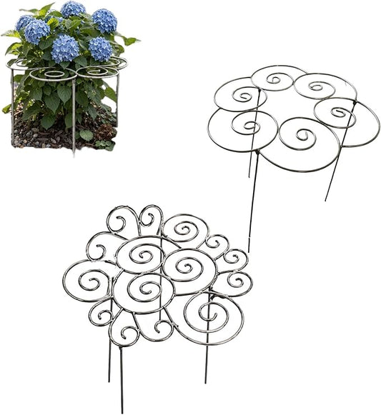 Metal Plant Support Ring for Garden, Peony Cages and Supports, Decorative Metal Plant Support Ring, Heavy-Duty Flower Support Frame, Outdoor Orchid Clip (M+L)