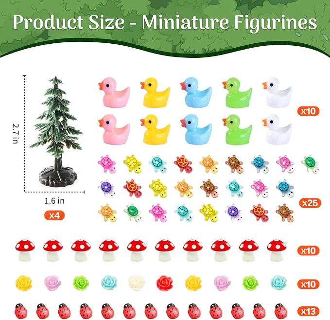 111Pcs Fairy Garden Accessories Outdoor Kit Mini Fairy House Decor Supplies | Resin Animals Figures with Elves, Deer, Bunny, Squirrel, Owl Figurines for Miniature Garden, Yard, DIY Set