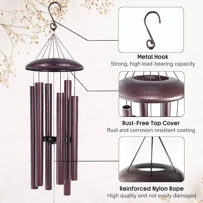 ASTARIN 36" Large Deep Tone Personalized Sympathy Wind Chimes, Memorial Wind Chime for Loss of Mother Father Loved One, Bereavement Gifts Decor Outdoor Patio Garden Graveyard(Produced in Texas)
