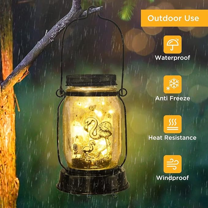 kyoryuger Flamingo Gifts for Women/Men Flamingo Lovers Solar Lantern Mom Birthday, Mothers Day, Solar Garden Decoration Outside for Yard, Patio,Backyard,Porch, Torches
