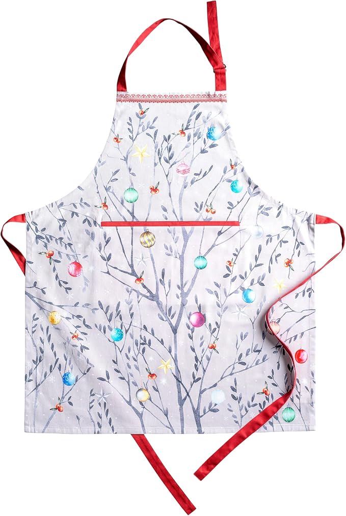 Maison d' Hermine Aprons for women with Pocket 100% Cotton (27.50"x31.50") | Adjustable Neck Strap & long ties Apron Men Chef Wedding Cooking Gardening Server Maid