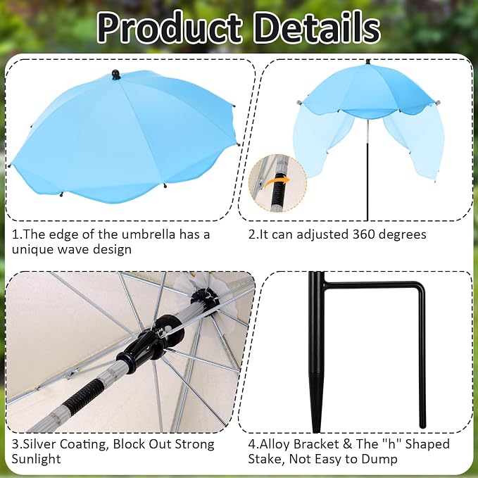 1pcs 26 Inch Plant Umbrellas for Outdoor Plants Garden Umbrella Shade for Potted Plant, Garden Bed Flower Pot Provide Shade to ‌defend Blazing Sun (Blue)