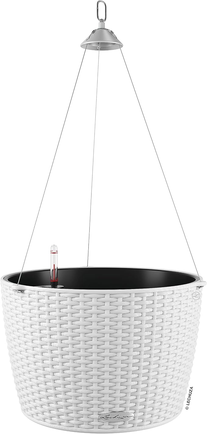 Lechuza Nido Cottage 35 White, Self-Watering Hanging Planter, D13.8 H9.1 in