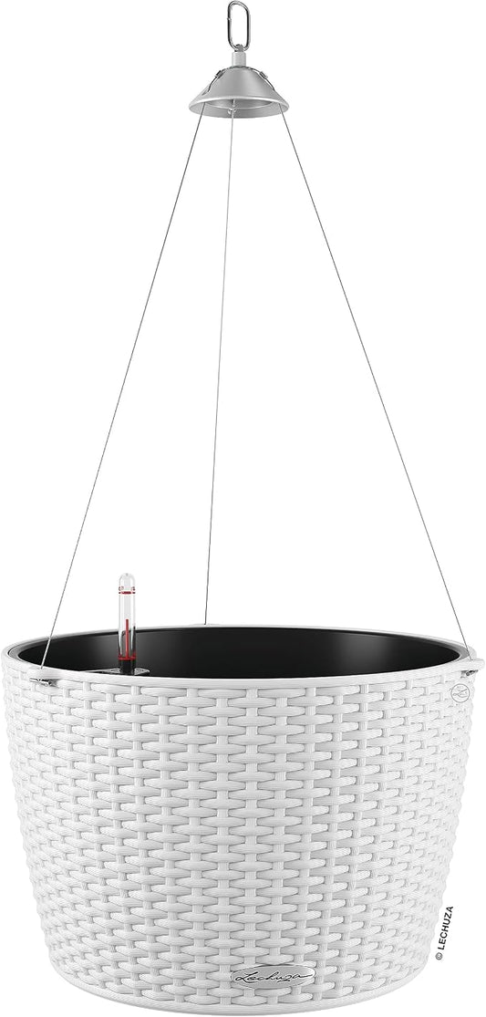 Lechuza Nido Cottage 35 White, Self-Watering Hanging Planter, D13.8 H9.1 in