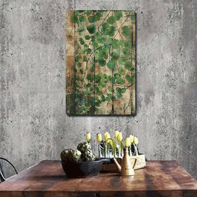 Metal Sign Tin Sign Vintage Wall Art Rustic Elegance Maidenhair Fern Tin Sign for Easy Installation Weather Resistant Design and Vinta Funny Garden Signs for Home Decor 12×16 Inches