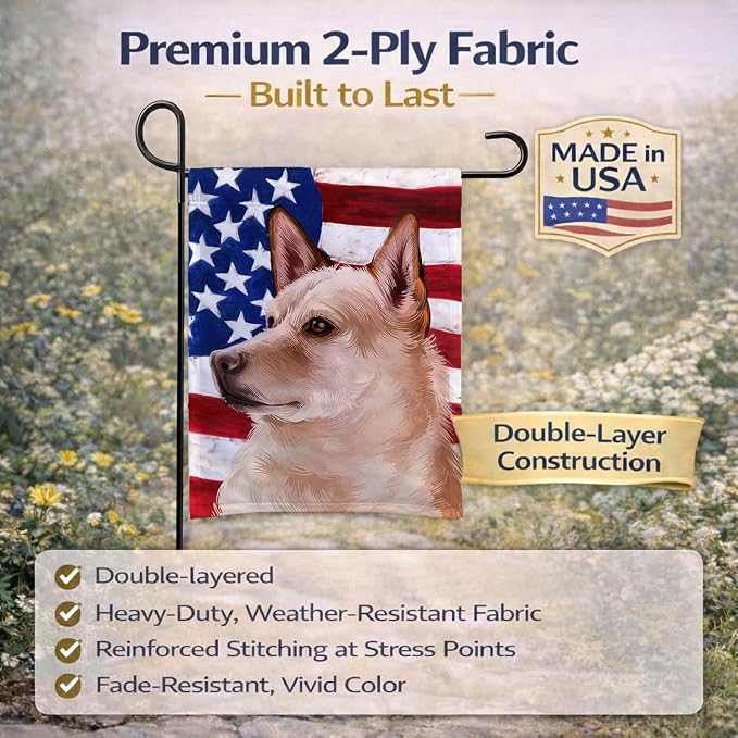 Caroline's Treasures CK6472GF Canaan Dog American Flag Garden Flag Mailbox Flag Decorative Yard Flag Banner Outside Patio Artwork Yard Flower Beds, Garden Size, Multicolor