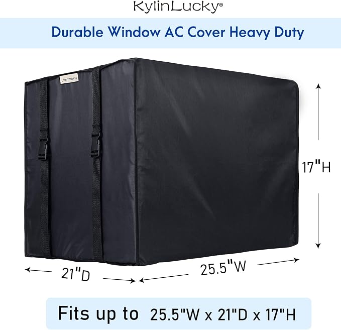KylinLucky Window Air Conditioner Cover for Outside 25.5 x 21 x 17 inches | AC Cover with Water-Resistant Oxford Top, UV Resistant, Dust Protection, Black
