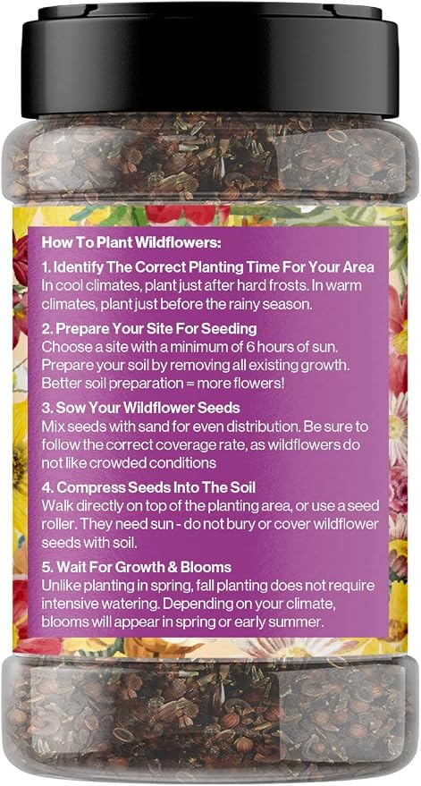 Mini Wildflower Seed Shaker - Bird & Butterfly Garden Seed Mix | 60,000+ Annual & Perennial Flower Seeds for Planting - Attracts Hummingbirds & Butterfly | No Messy Bags or Packets