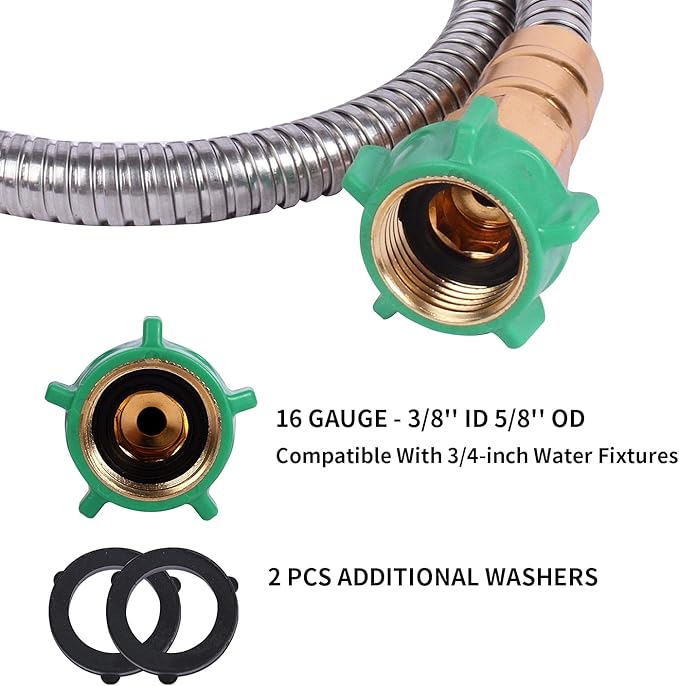 Metal Short Garden Hose 10 Ft 12 Ft, Flexible Stainless Steel Garden Hose 10 Feet 15 Feet Heavy Duty Water Hose Flexible Metal Water Hose (10 Feet)