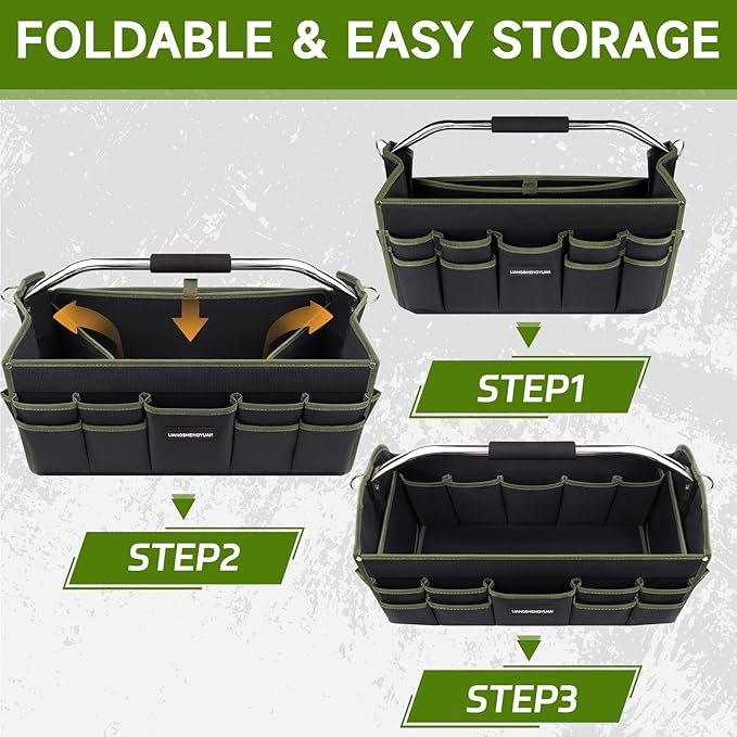 22In Electrician Tool Bag, Foldable Bags For Men Heavy Duty, Open Top Tool Tote, 30 Pockets Can Hold Many fittings, Organizer Stainless Steel Handle and Removable Shoulder Strap