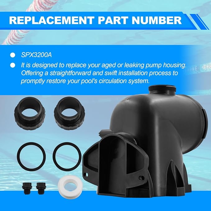 SPX3200A Housing Pump Body fits for Hayward TriStar Pumps for EcoStar Pumps | fits for Hayward TriStar VS Pump SP3200VSP, for TriStar Pump SP3200EE SP3200X SP3600, fits for Hayward EcoStar SP3400VSP