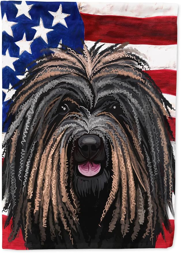 Caroline's Treasures CK6666CHF Puli Dog American Flag House Flag Large Porch Sleeve Pole Decorative Outside Yard Banner Artwork Wall Hanging, Polyester, House Size, Multicolor