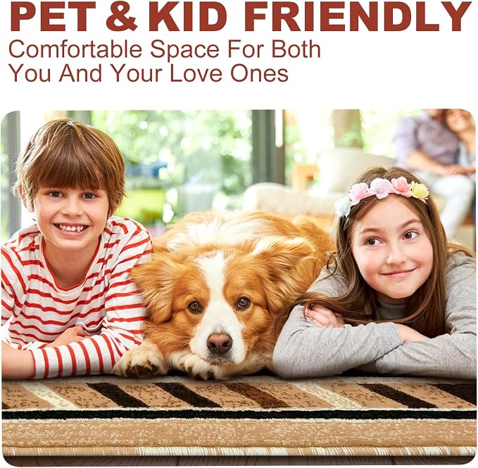 YHSF Southwestern Area Rug - Anti Static & Washable - Berber, 2 ft x 7 ft | Soft Native American Tribal Floor Rugs for Living Room, Bedroom, Hallways, and More - Easy-to-Clean Home Decors