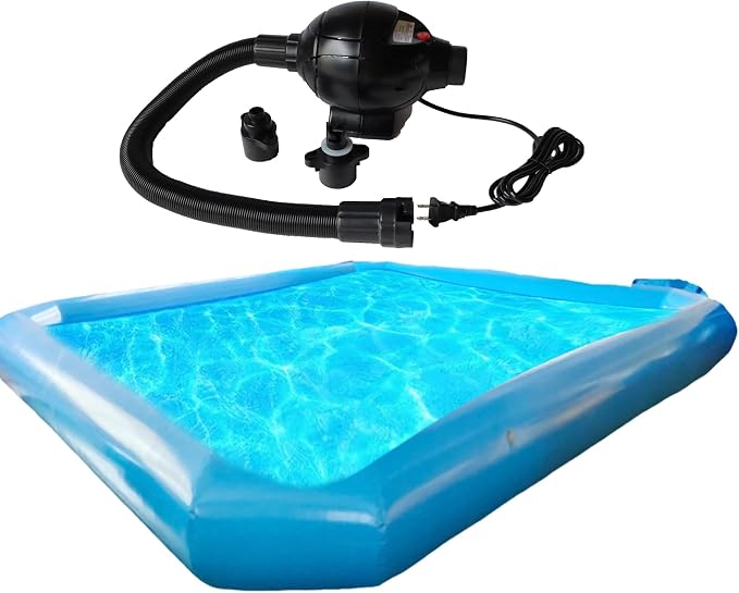 Inflatable Pool 6x6x0.65m Inflatable Swimming Pools Thickened Swimming Pool Portable Foldable Pool for Outdoor Water Play with Blower 110V 800W