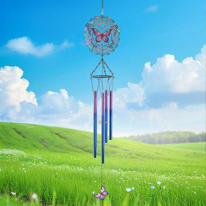 Butterfly Wind Chimes for Outside, Butterflies for Mom, Birthday Gifts for Women, Sympathy Memorial Festival Gifts, Garden Decor for Outside, Patio, Yard, Home, Porch