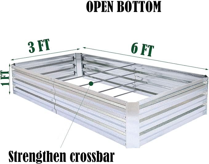 Galvanized Raised Garden Beds 2-Pack (6x3x1ft Each) – Popular Heavy-Duty Metal Planter Box with 4 Support Bars for Vegetables, Herbs, Flowers, Space-Saving Size for Small Yards & Patios