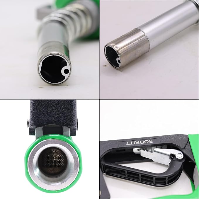 3/4" Inch NPT Green Fuel Nozzle,Automatic Shut Off Heavy Duty W/360° Hose Swivel Gas Fuel Transfer Pump Nozzle,304 13/16" Spout nozzle bushing,Copper Valve,Hook,16 gpm Flow Rate For Gas,Diesel