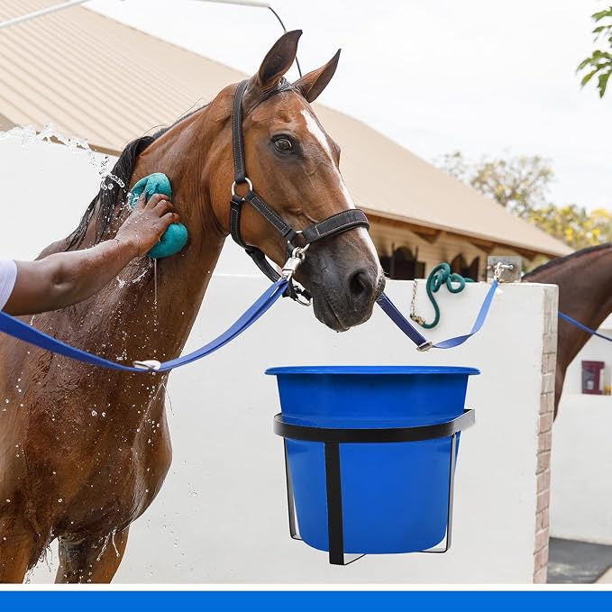 Teenyyou 4 Pcs Heavy Duty Metal Bucket Holder 5 Gallon Horse Water Feed Bucket Holder Pre Installed Pail Accessories Wall Mount Hang Organizer for Horse Stalls Barn Farmhouse Supplies