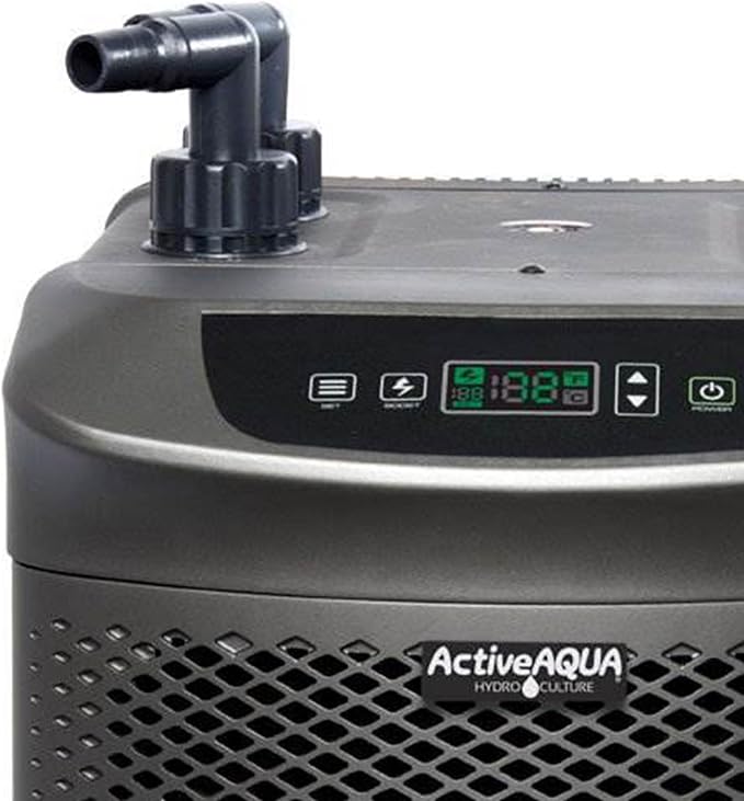 Active Aqua Hydroponic Water Chiller, 0.25 HP, Pure Titanium, 40-92 Gallon | Portable Cooling System with Boost Function for Aquaponics, Cold Plunge Baths & Aquariums, Evaporator Cooler for Reservoirs
