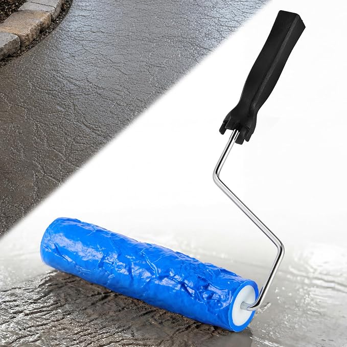 1 Pcs Concrete Texture Roller Stamp, Stone Pattern Decorative Cement Roller for Driveway Patio Walkway, Professional Concrete Imprint Tool for DIY Landscaping & Masonry (8.5" X 2-5/8")