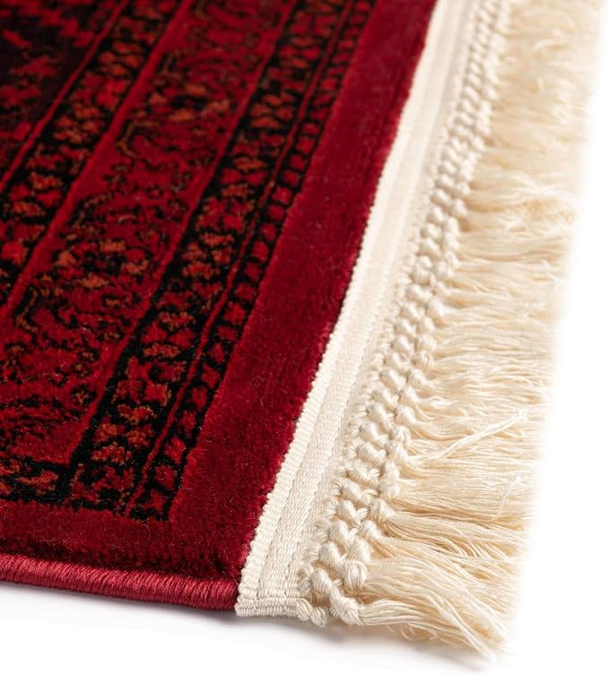 Unique Loom Tekke Collection Area Rug - Sheibani (4' 1" Square, Red/ Black)