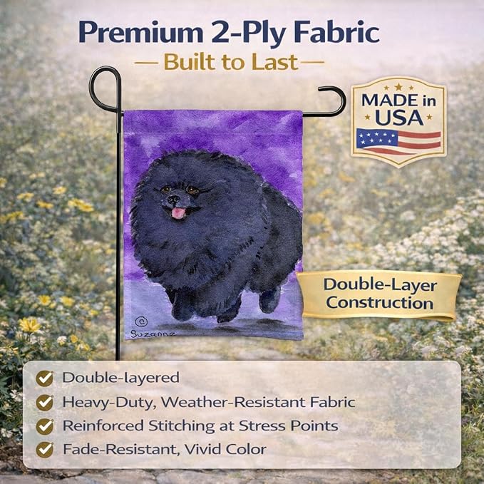 Caroline's Treasures SS8686GF Pomeranian Garden Flag Mailbox Flag Decorative Yard Flag Banner Outside Patio Artwork Yard Flower Beds, Garden Size, Multicolor