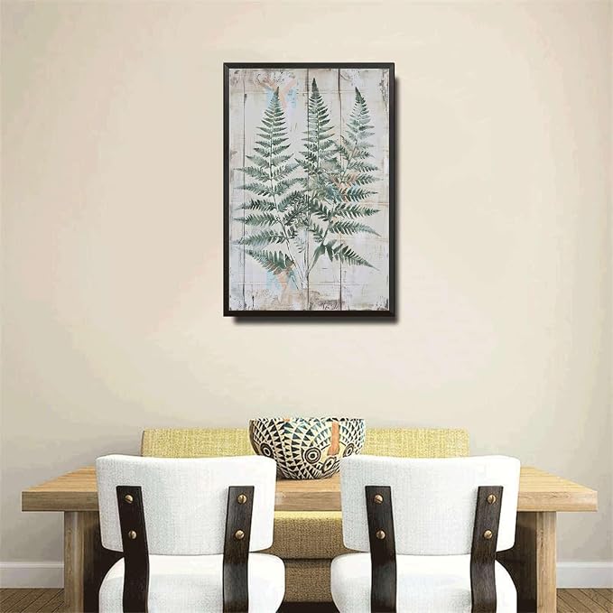 Metal Sign Tin Sign Vintage Shabby Chic Fern Tin Sign for Botanical Art Lovers Vintage Home Decor and Distressed Wood Accents Funny Bathroom Wall Decor for Bar 8×12 Inches with Metal Frame