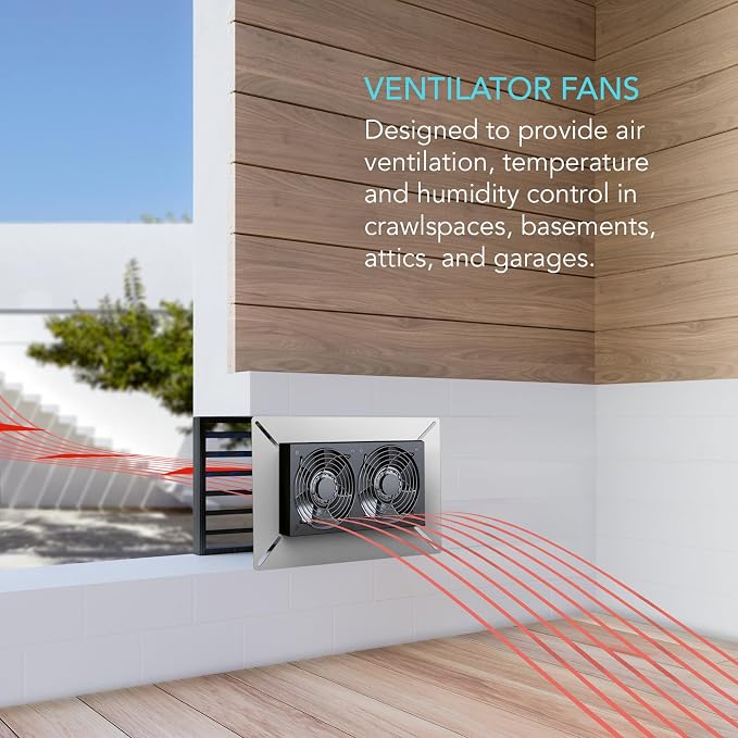 AC Infinity AIRTITAN T7 Ventilation Exhaust Fan 12 ". | With WiFi Temperature Humidity Controller, EC Motor for Crawl Spaces, Basements, and Garages