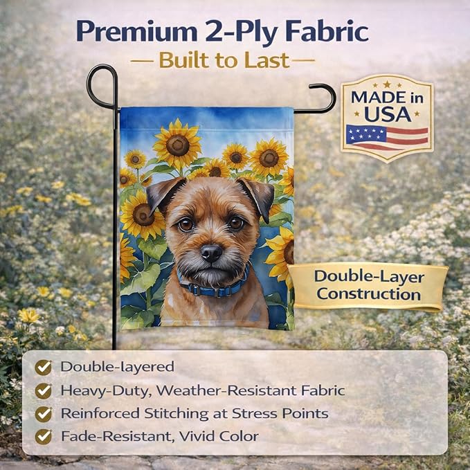 Caroline's Treasures DAC6033GF Border Terrier in Sunflowers Garden Flag Mailbox Flag Decorative Yard Flag Banner Outside Patio Artwork Yard Flower Beds, Garden Size, Multicolor