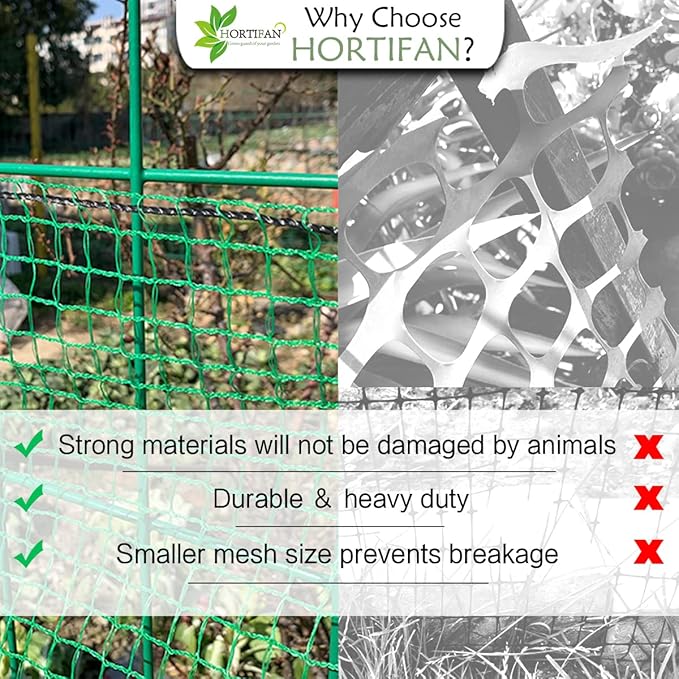 Temporary Fence Plastic Mesh Fencing, 4FT x 100FT Garden Bird Netting Safety Fence Snow Fence, Construction Fencing for Deer, Pet, Rabbits, Chicken, Dogs, Animal Barrier, Green