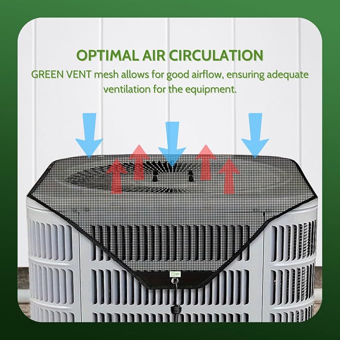 AC Cover for Outside Units – Heavy Duty Mesh Top Shield, AC Shade & Debris Screen, Fits 32×32, Bungee Cord Secure