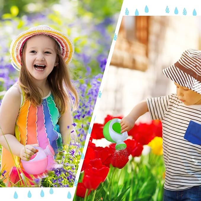 Sosation 12 Pcs Mini Kids Watering Cans, Colorful Plastic Small Watering Cans with Handle, Toddler Beach Sand Bath Shower Toy, Child Gardening Tool & Party Favor Gift(Vivid Style)