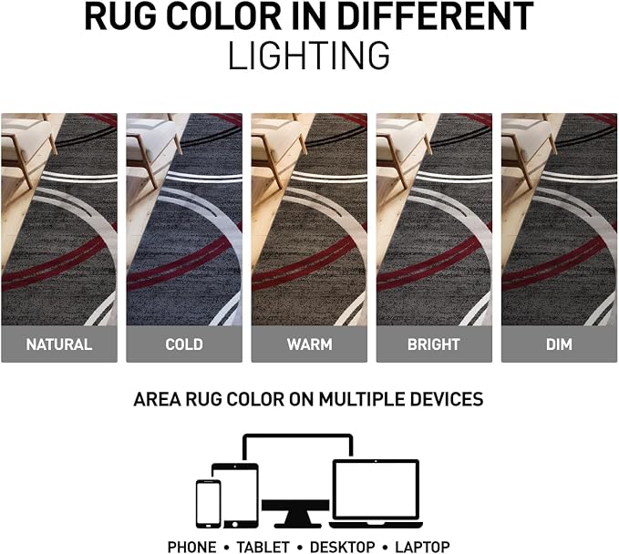 Rugshop Wavy Circles Modern Non-Shedding Living Room Area Rug Red 12' x 15' | High Traffic,Fade Resistant, Living Room, Bedroom, Dining Room, Large Areas,Basement,Open Spaces,Kitchen,Oversized Area Rug
