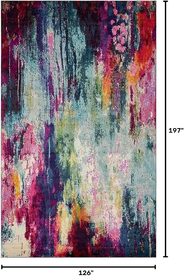 Unique Loom Chromatic Collection Modern Colorful & Vibrant Abstract Area Rug For Any Home Décor (10' 6 x 16' 5 Rectangular, Multi/ Light Blue)