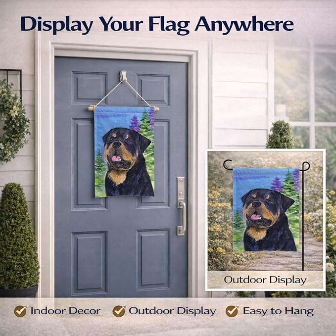 Caroline's Treasures SS1026GF Rottweiler Garden Flag Mailbox Flag Decorative Yard Flag Banner Outside Patio Artwork Yard Flower Beds, Garden Size, Multicolor