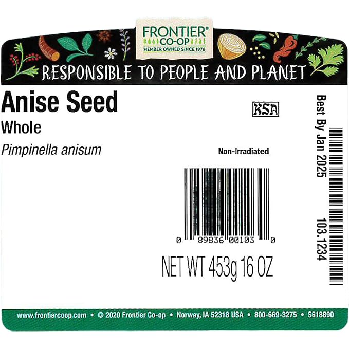 Frontier Co-op Whole Anise Seed, Kosher, Bulk Spice | 16 Ounce (Pack of 1)