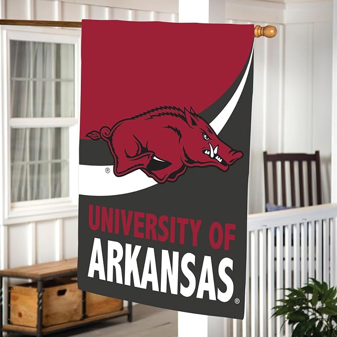 Team Sports America NCAA University of Arkansas House Flag, 28 x 44, Double Sided Garden Flags for Outside, Outdoor College Flags & Banners for Garden Patio, Indoor Wall Decor Flag for Room